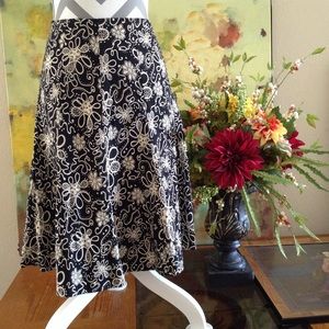 Black Skirt with Cream Floral Plattern